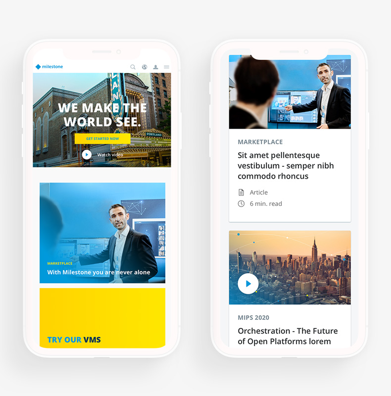 Milestone Systems mobile design examples